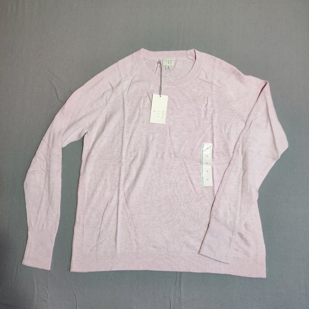 and a new day knitted pullover women's size M lilac rib decorated